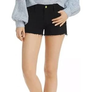 FRAME Le Cutoff Black Denim Shorts Stretch Mid Rise-Size:27